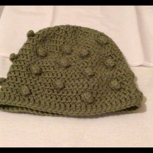 Handmade green popcorn beanie